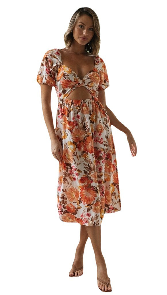 Damen Sommerkleid mit verspieltem Knoten-design und elastischem Taillenzug Drune