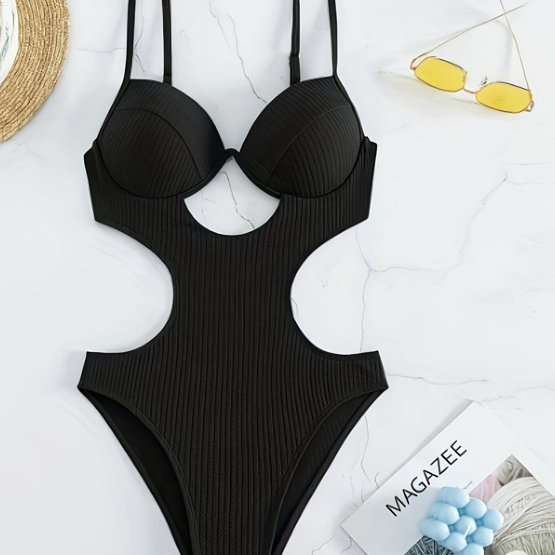Damen Einteiler Badeanzug mit elegantem Cut-Out-Design und verstellbaren Trägern Drune