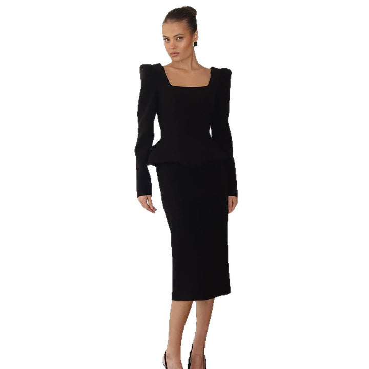 Damen Tailliertes Korsagen-Blazer-Top mit quadratischem Ausschnitt, Schößchen und betonten Schultern Drune