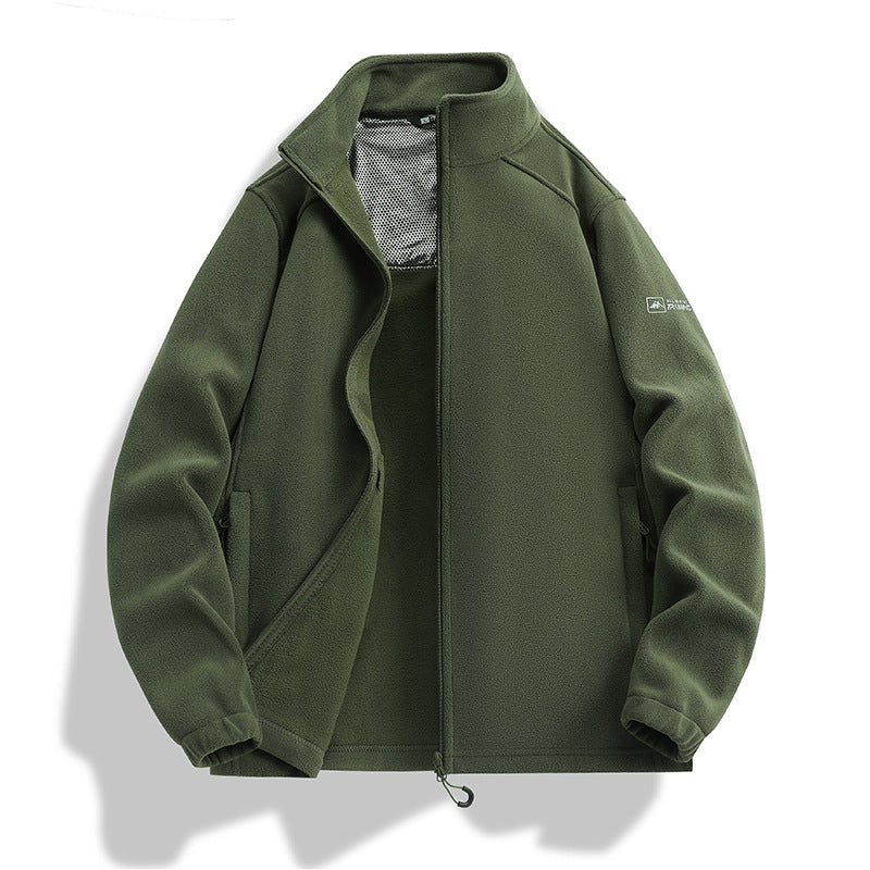 Herren Fleecejacke mit Stehkragen, Windabweisender Microfleece und Reißverschlusstaschen Drune