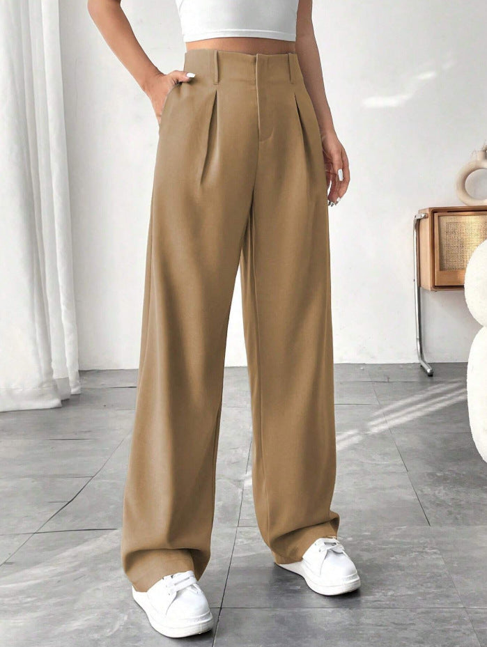 Damen Elegante Bundfaltenhose mit weitem Schnitt Drune