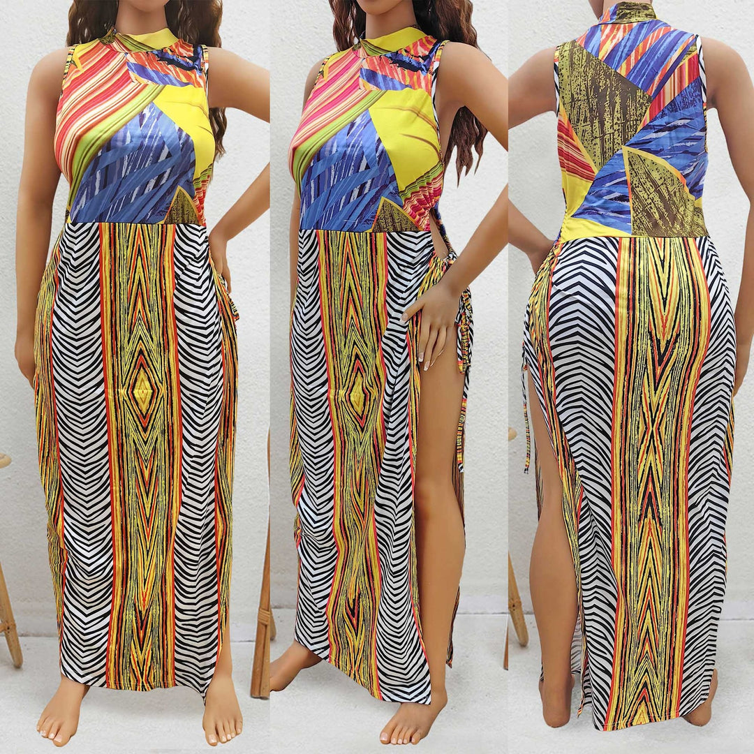 Damen Maxi-Kleid mit fröhlichem Muster Drune