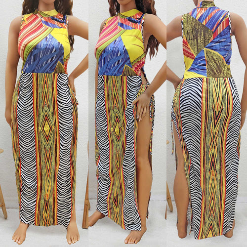 Damen Maxi-Kleid mit fröhlichem Muster Drune