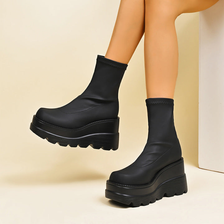 Damen High-Top Stiefeletten mit doppeltem Plateau Drune
