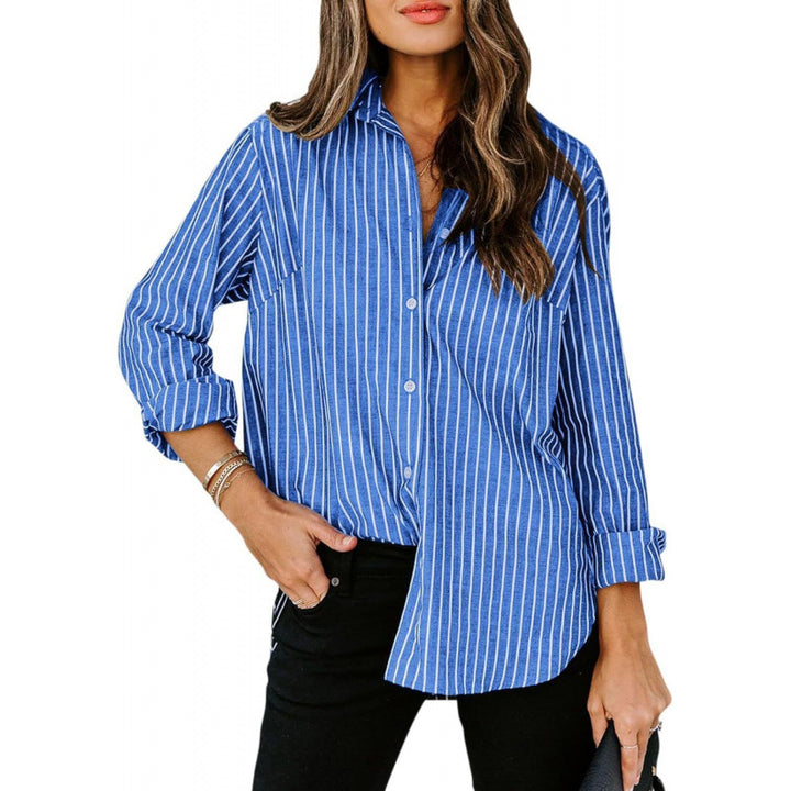 Damen Designermode gestreifte Bluse mit langen Ärmeln Drune