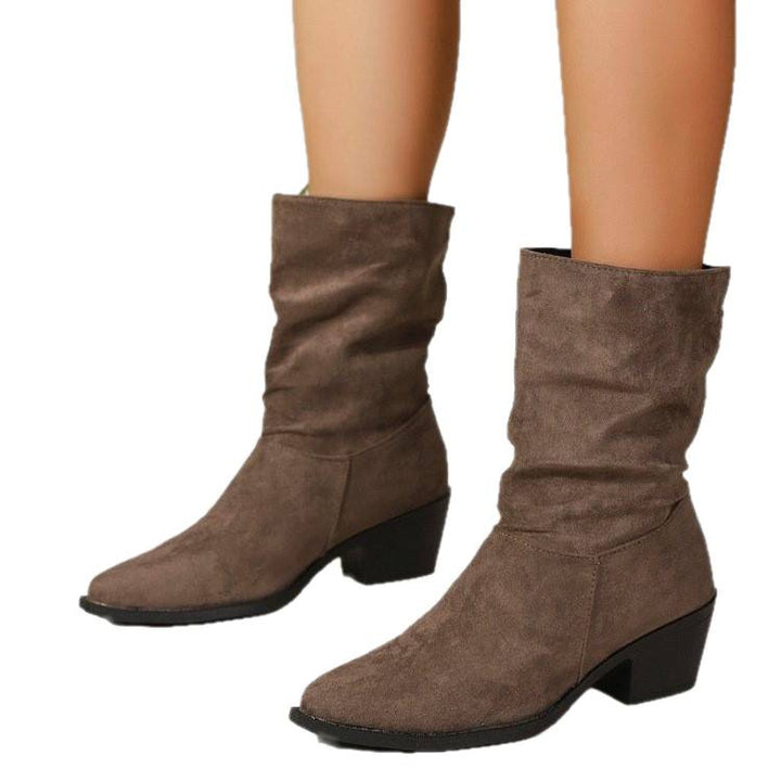 Damen Modische Stiefeletten mit hohem Kragen Drune