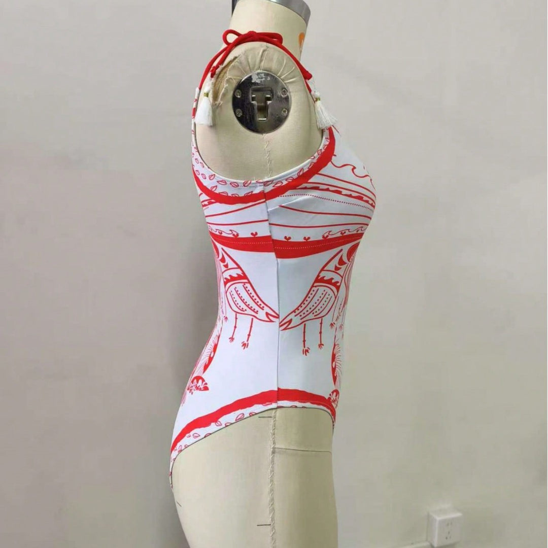 Damen Einseitiger Badeanzug mit verspieltem Design Drune