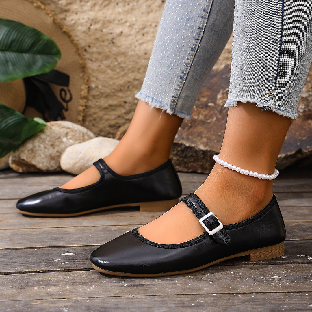 Damen Ballerinas mit praktischem Schnallenverschluss und bequemer Sohle Drune
