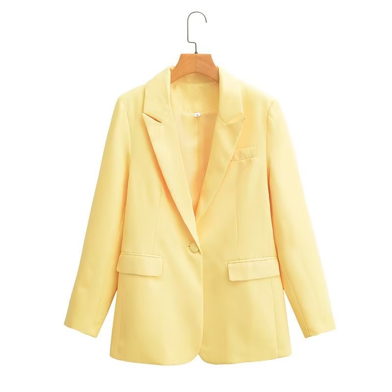 Damen Oversize-Blazer mit fallendem Revers Ein-Knopf-Verschluss und Pattentaschen Drune