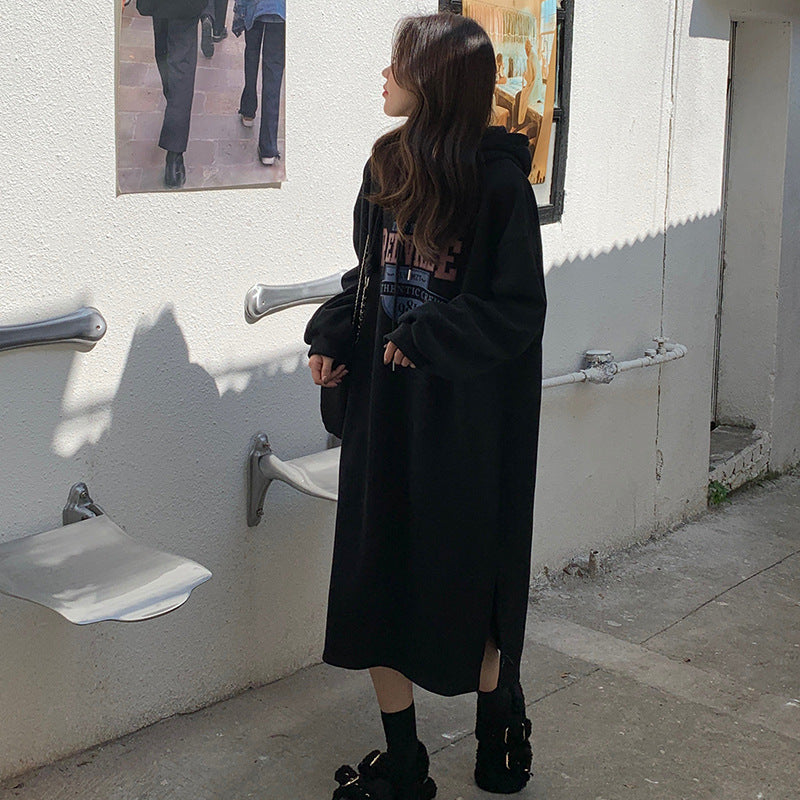 Damen Hoodie-Kleid mit lässigem Schnitt und stylischem Grafikdruck Drune