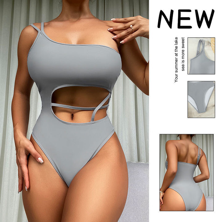 Damen Einteiler Badeanzug mit asymmetrischem Schnitt und modischen Cut-Outs Drune