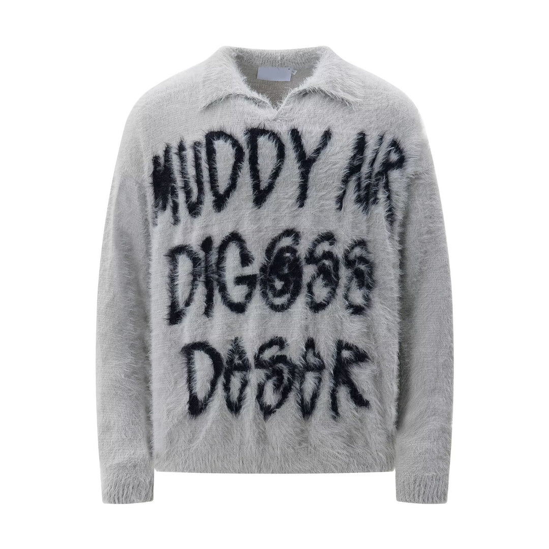 Damen Modischer Pullover mit einzigartigem Schriftzug Drune