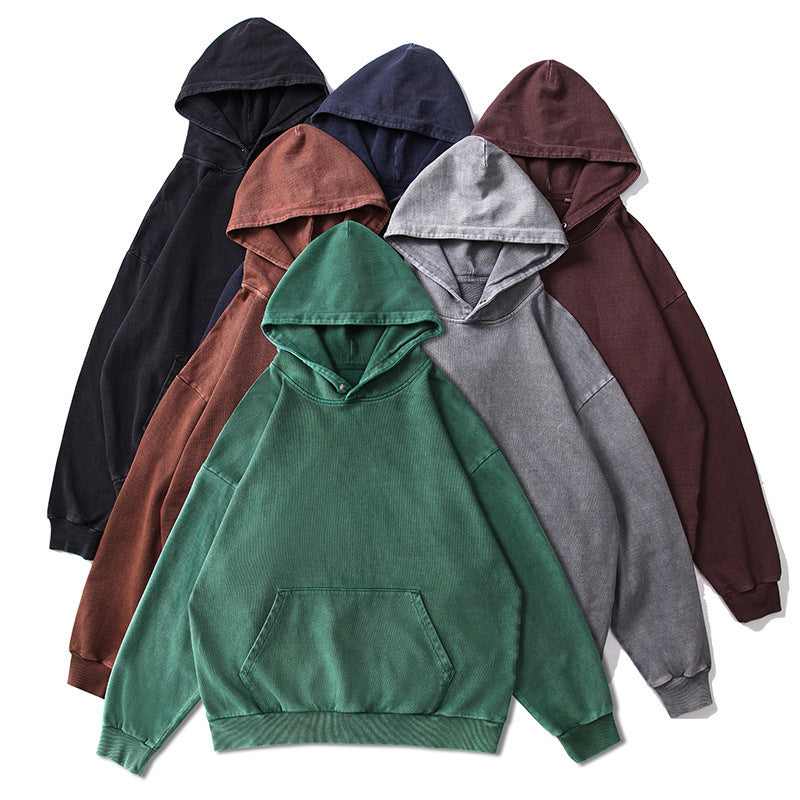 Unisex Oversize-Kapuzenpullover mit Kängurutasche und Vintage-Waschung Drune
