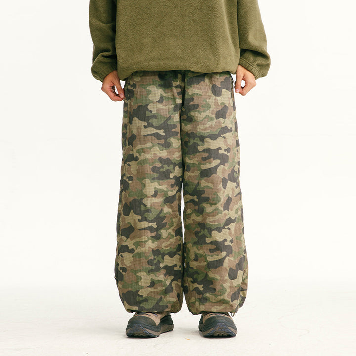 Herren Locker geschnittene Ripstop-Freizeithose mit Camouflage-Muster und elastischem Kordelbund Drune