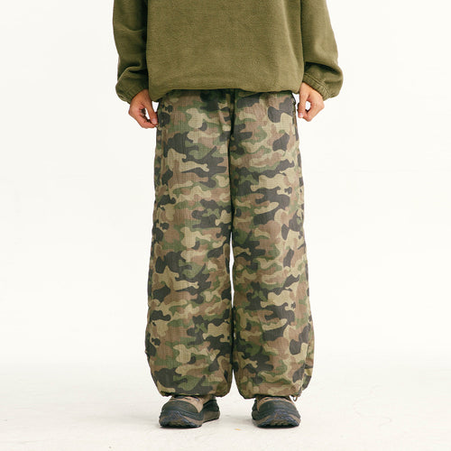 Herren Locker geschnittene Ripstop-Freizeithose mit Camouflage-Muster und elastischem Kordelbund Drune