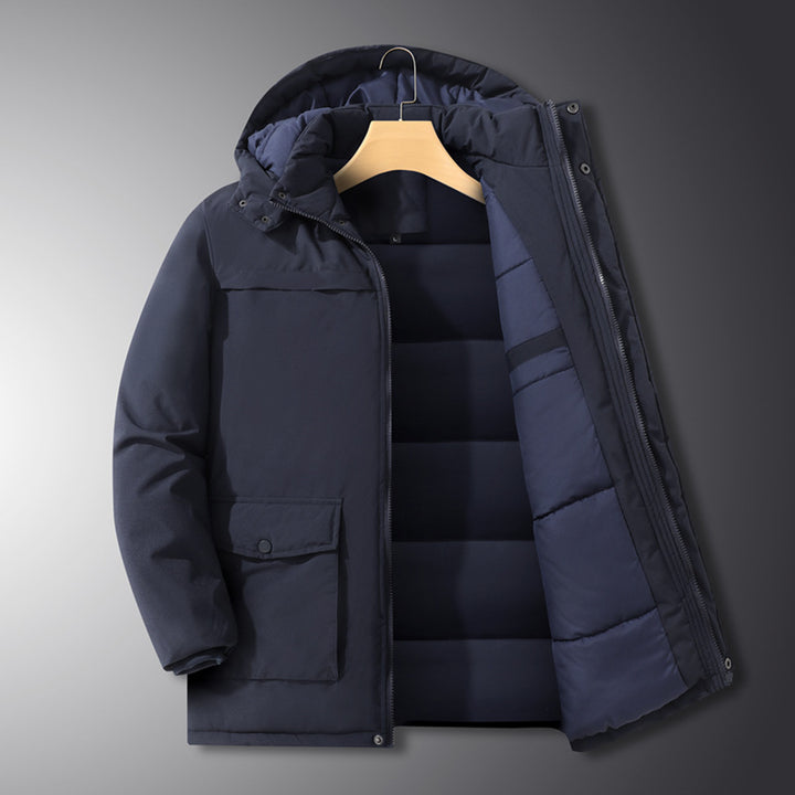 Herren Winterparka mit wärmendem Teddyfutter, abnehmbarer Kapuze und hoher Stehkragen Drune