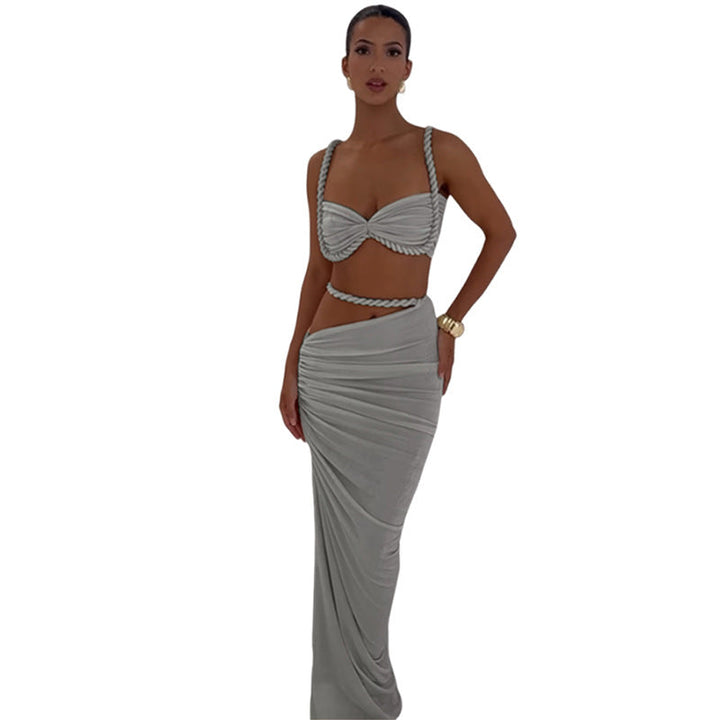 Damen Oberteil und Maxi Rock Set Drune