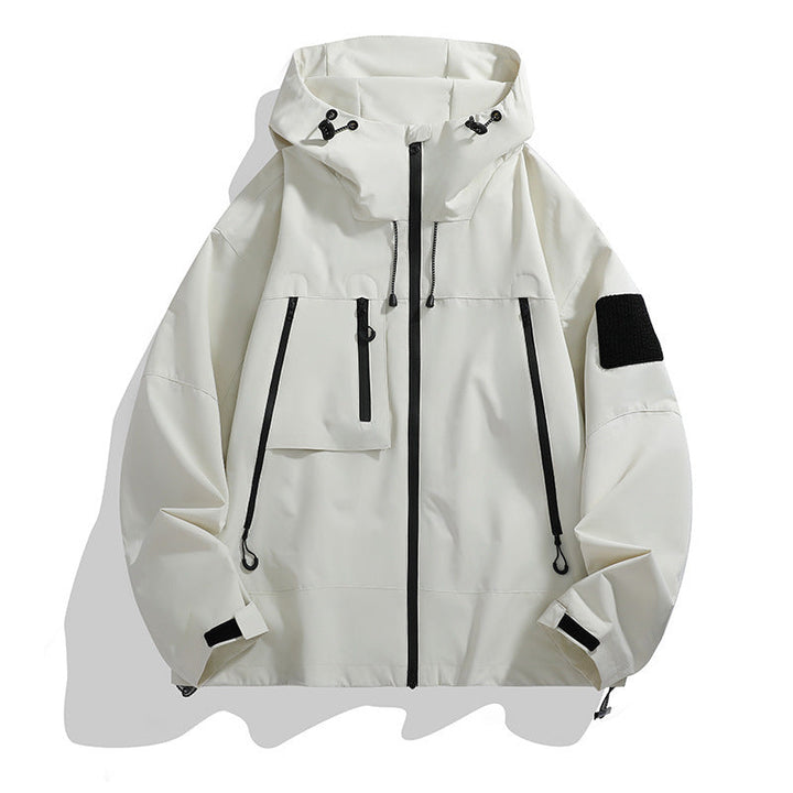 Herren technische Outdoor-Jacke mit verstellbarem Kapuzendesign und multifunktionalen Taschen Drune