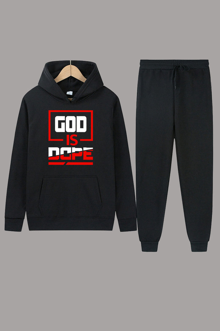 Herren sportliches Hoodie- und Jogginghose-Set mit inspirierendem Schriftzug Drune