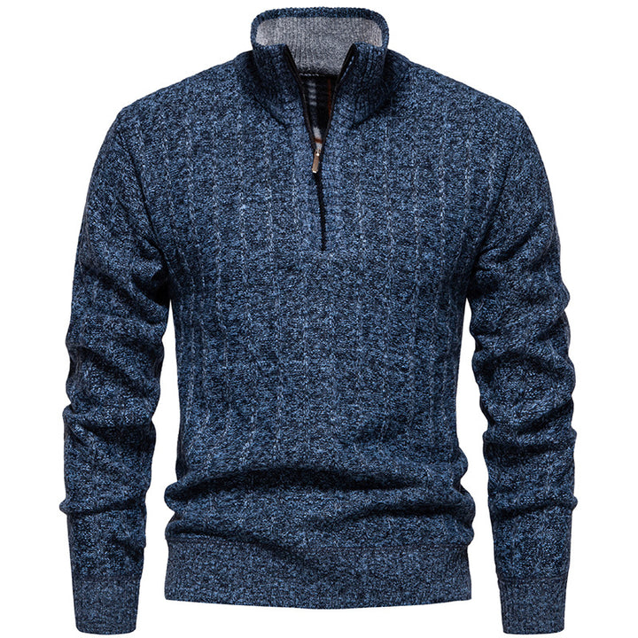 Herren nan gerippter Troyer-Pullover mit Halbzip, Zopfmuster und wärmender Innenverarbeitung Drune