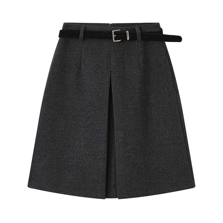 Damen Wollmix-Midirock mit Kellerfalte und taillennahem Schnitt Drune