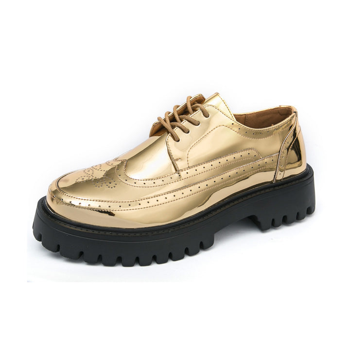Damen Plateau-Brogue Derby mit markanter Profilsohle und Lacklederoptik Drune