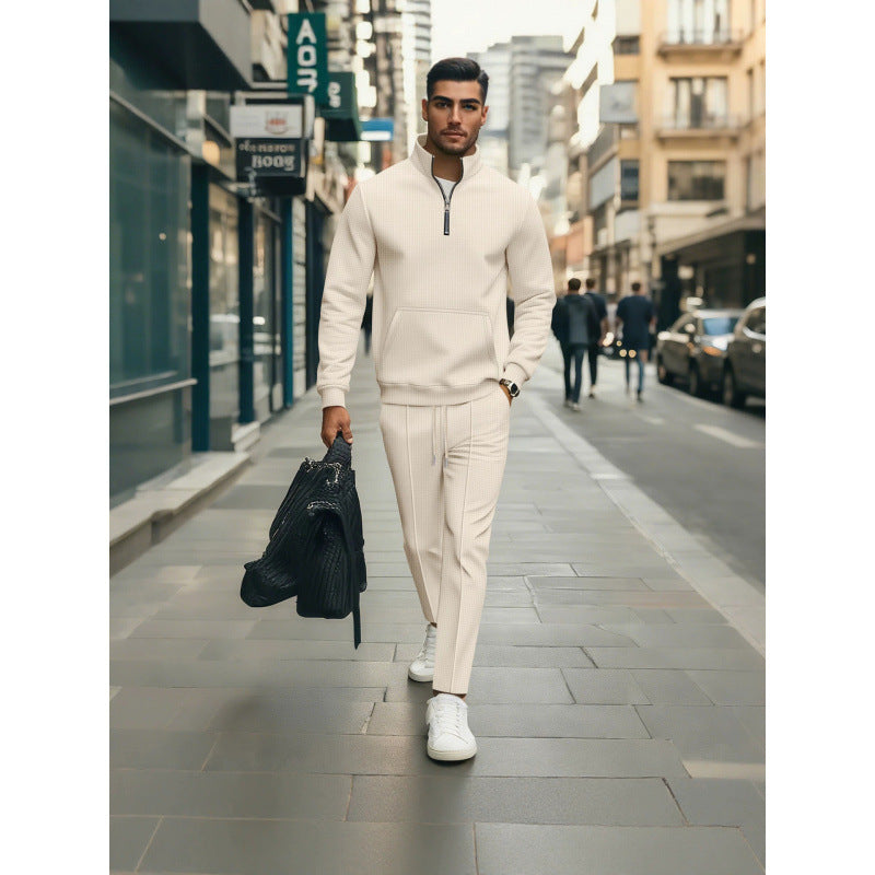 Herren Hochwertiger Stehkragen Pullover mit Zipper Drune