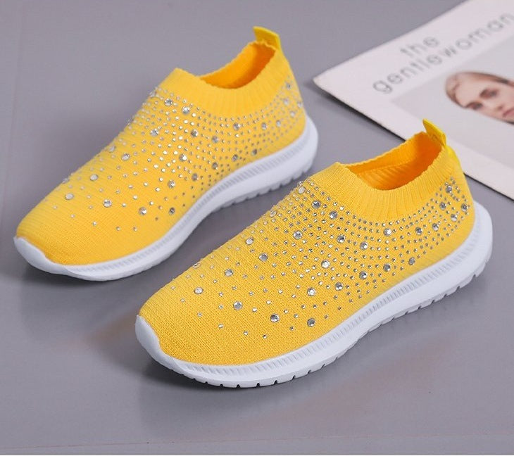 Damen Strick-Slipper-Sneaker mit Strassbesatz und flexibler Komfortsohle Drune