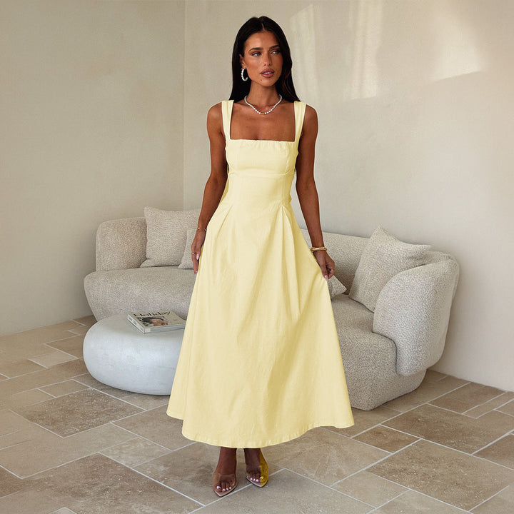 Damen Maxi-Kleid mit schulterfreiem Design und eleganten Rüschendetails Drune