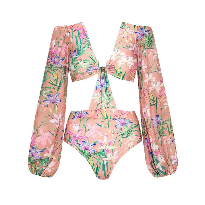 Damen Bikiniset mit langen Ärmeln Drune