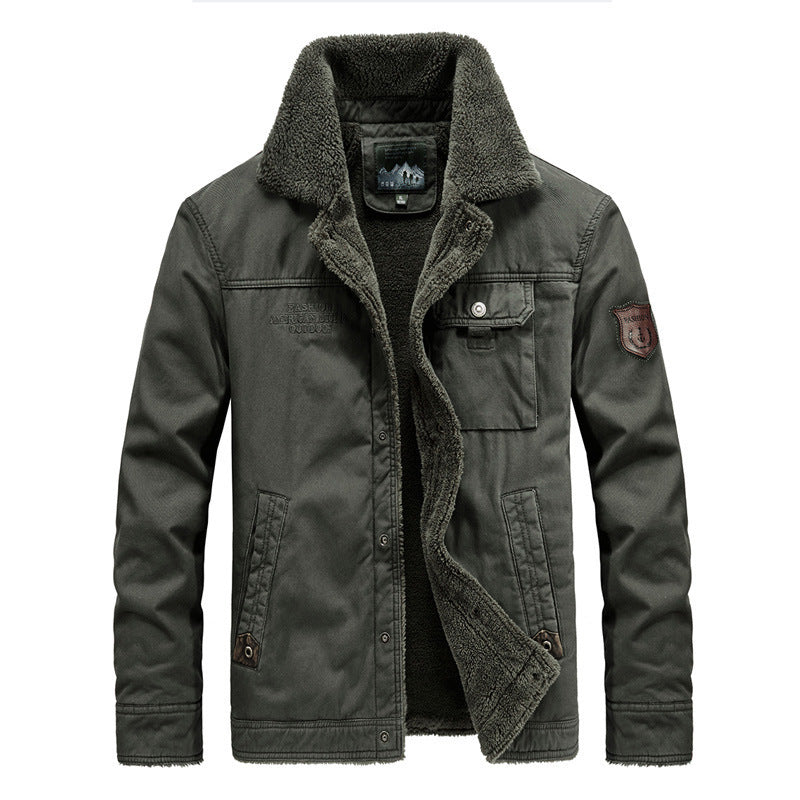 Herren Robust verarbeitete Canvas-Blousonjacke mit vollem Sherpa-Innenfutter und Utility-Taschen Drune