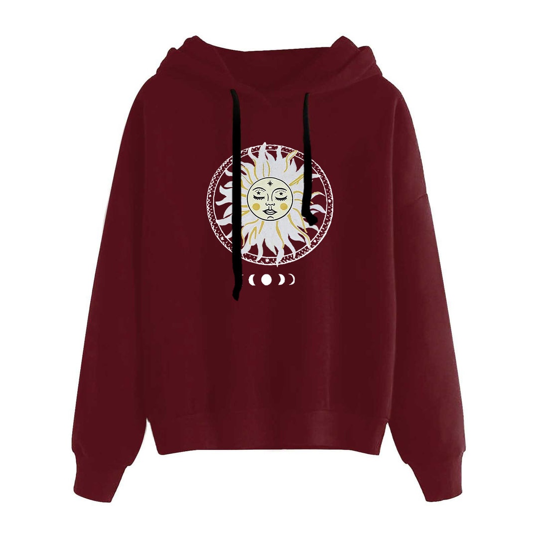 Damen nan lässiger Oversize Kapuzenpullover mit Herz‑und‑Pfotenprint, Kordelzug und gerippten Bündchen Drune
