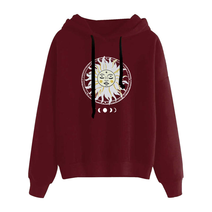Damen nan lässiger Oversize Kapuzenpullover mit Herz‑und‑Pfotenprint, Kordelzug und gerippten Bündchen Drune