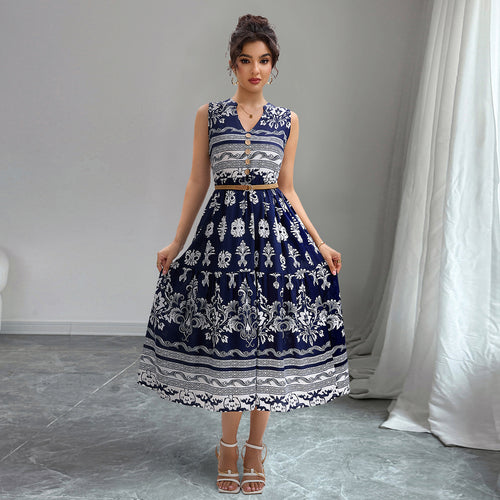 Damen Midikleid mit floralen Mustern Drune