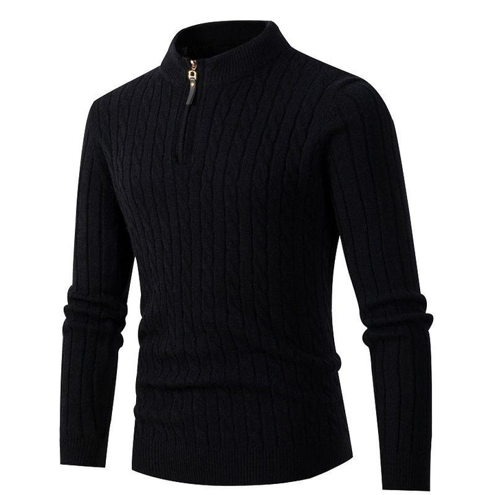 Herren Feiner Zopfstrick‑Halbzip‑Mockneck‑Pullover Drune