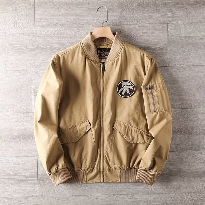 Herren Casual Bomberjacke mit Reißverschluss, Brustpatch und Ärmel-Taschendetail Drune