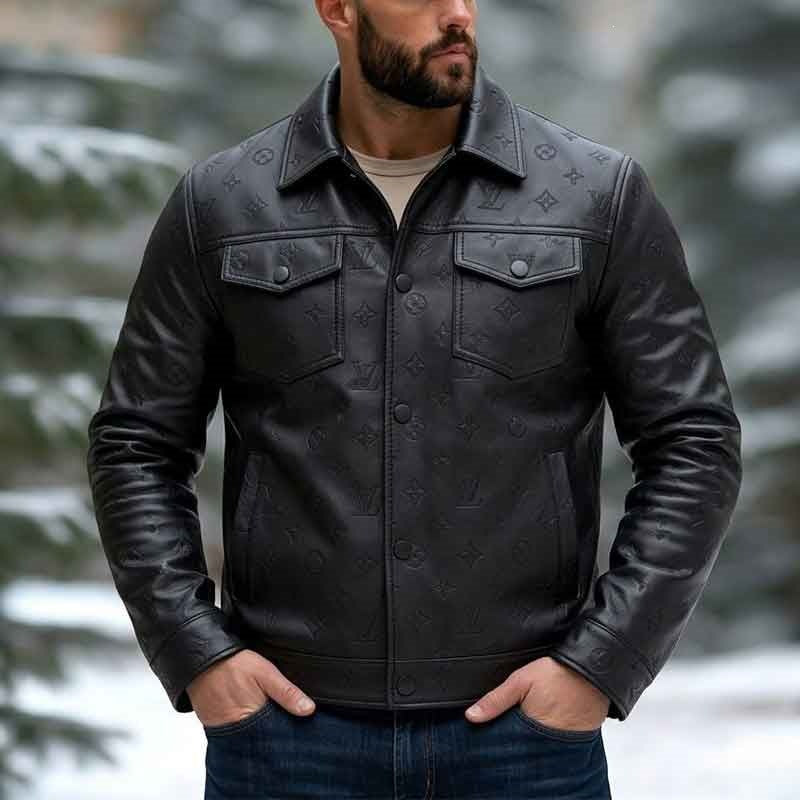 Herren Elegante Lederjacke Drune