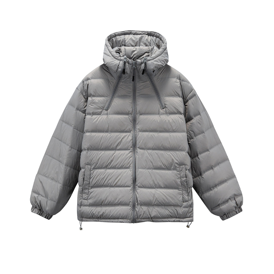 Herren Boxy-Pufferjacke mit hoher Stehkapuze, doppeltem Frontreißverschluss und Tunnelzug Drune