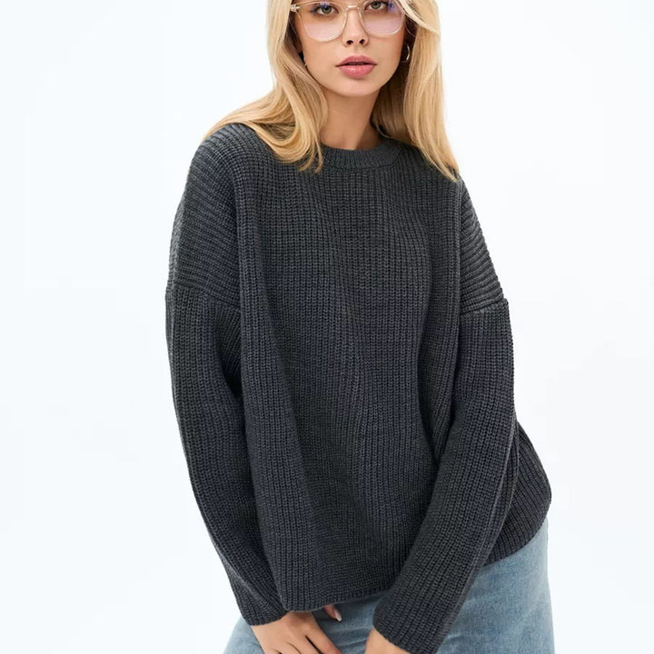 Damen Grobstrickpullover mit lockerer Passform und strukturiertem Design Drune