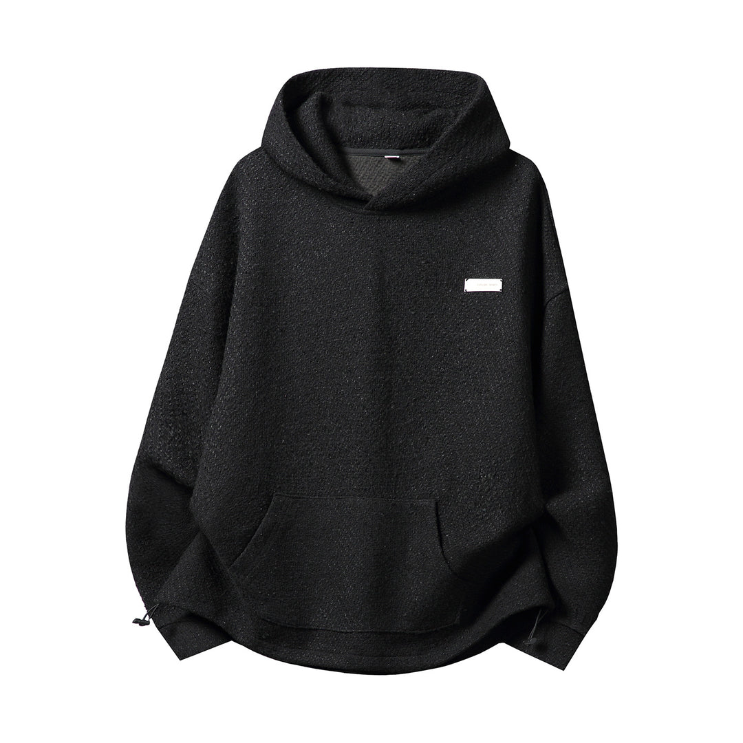 Unisex Oversize-Kapuzenpullover mit hohem Schalkragen und zweifarbiger Struktur Drune