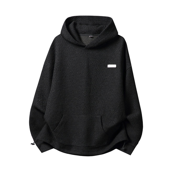 Unisex Oversize-Kapuzenpullover mit hohem Schalkragen und zweifarbiger Struktur Drune