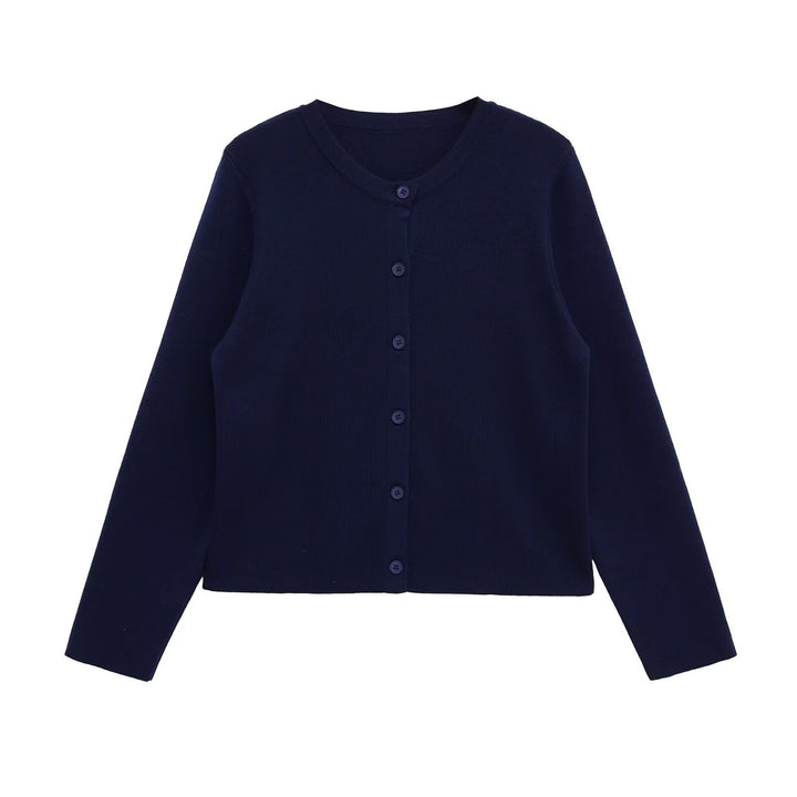 Damen Kleidung aus hochwertigem Strickmaterial mit Knopfleiste und Rundhalsausschnitt Drune