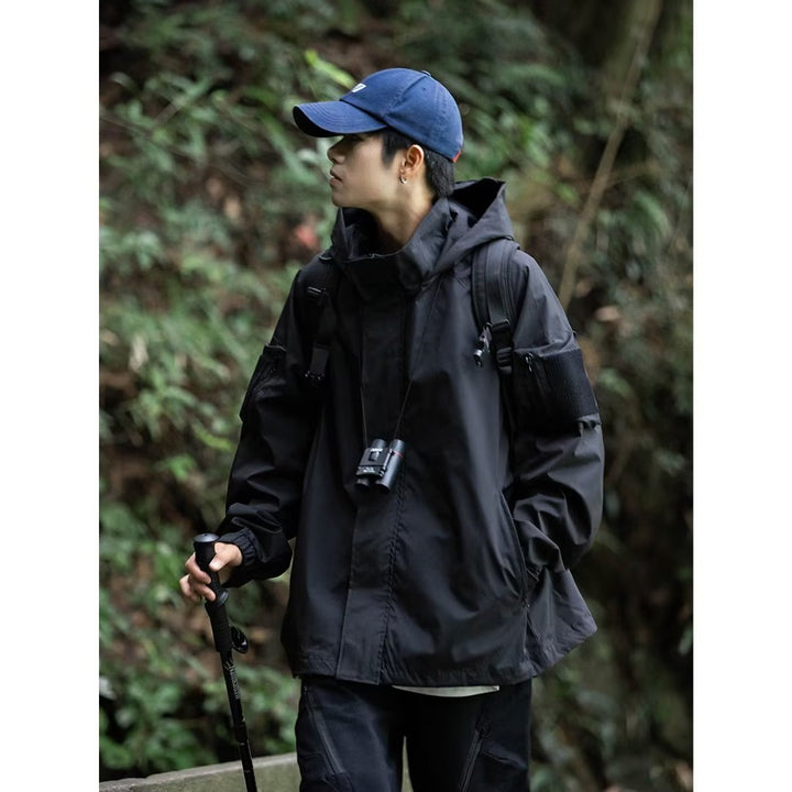 Herren technische Multifunktionsjacke mit praktischen Taschen und verstellbarem Kapuzenbund Drune