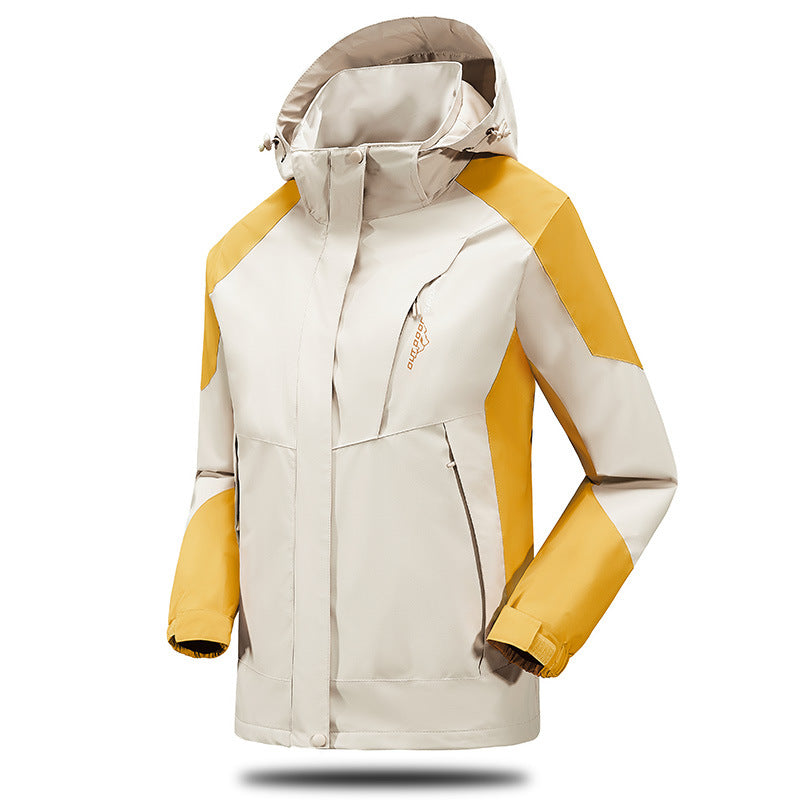 Herren Wind- und Wasserabweisende Trekkingjacke mit verstellbarer Kapuze und Brustreißverschluss Drune