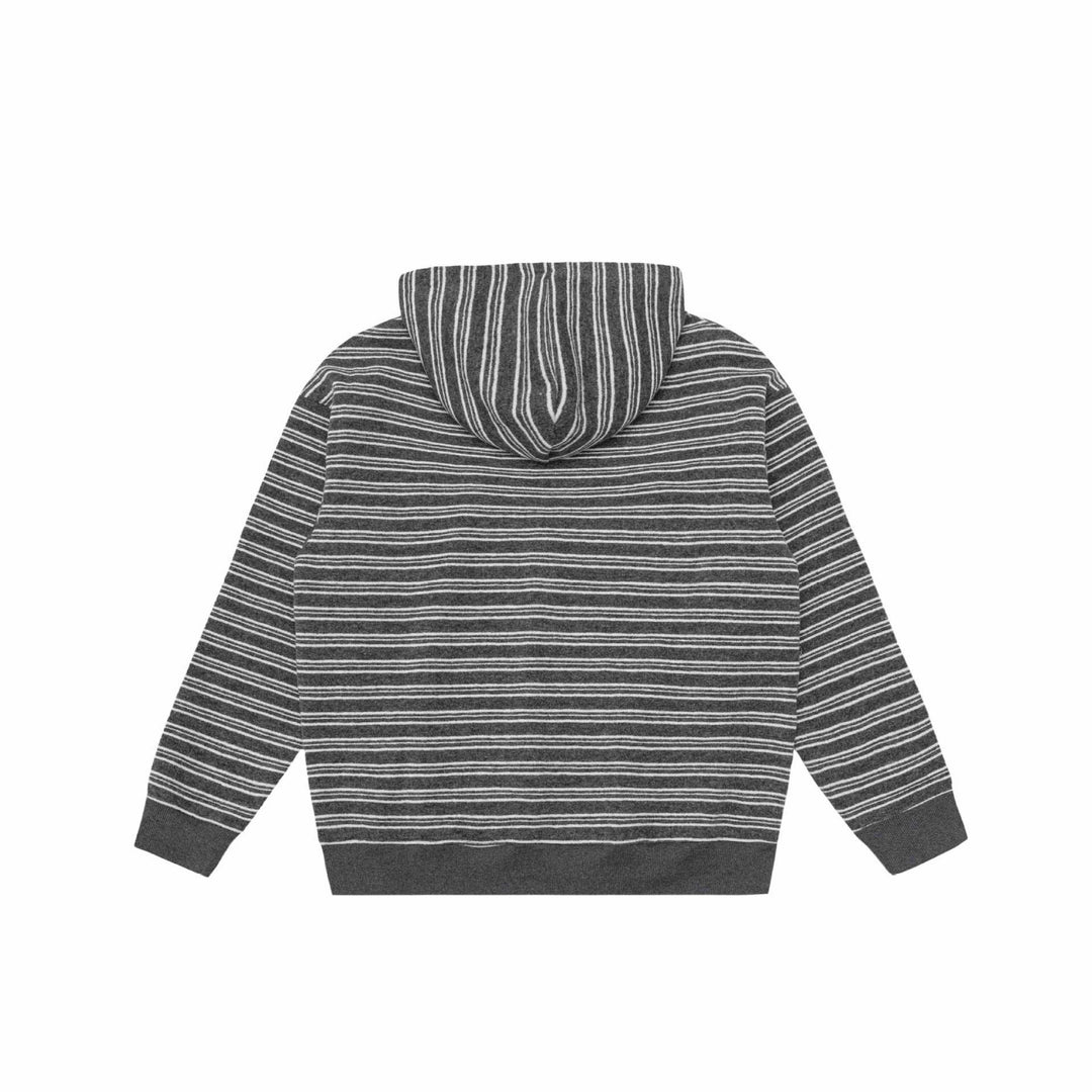 Unisex Gestreiftes Kapuzensweatshirt mit halbem Reißverschluss und Kängurutasche Drune