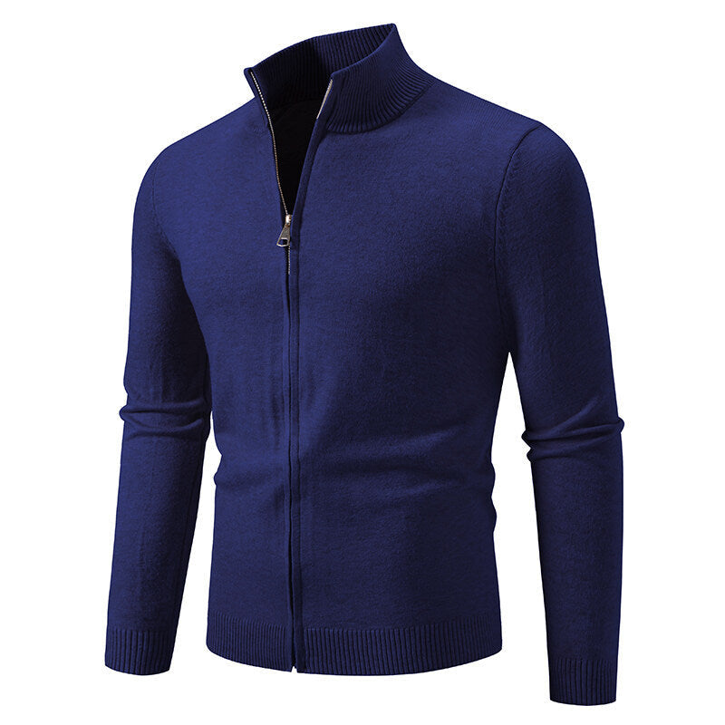 Herren Strickjacke mit modernem Stehkragen und funktionalem Reißverschluss Drune