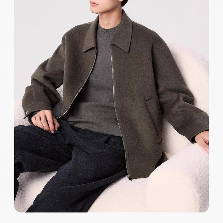 Herren Kurzjacke aus Wollmix mit Reißverschluss und Hemdkragen Drune