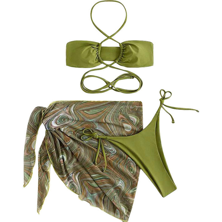 Damen Bandeau-Bikini-Set mit verspieltem Rock Drune
