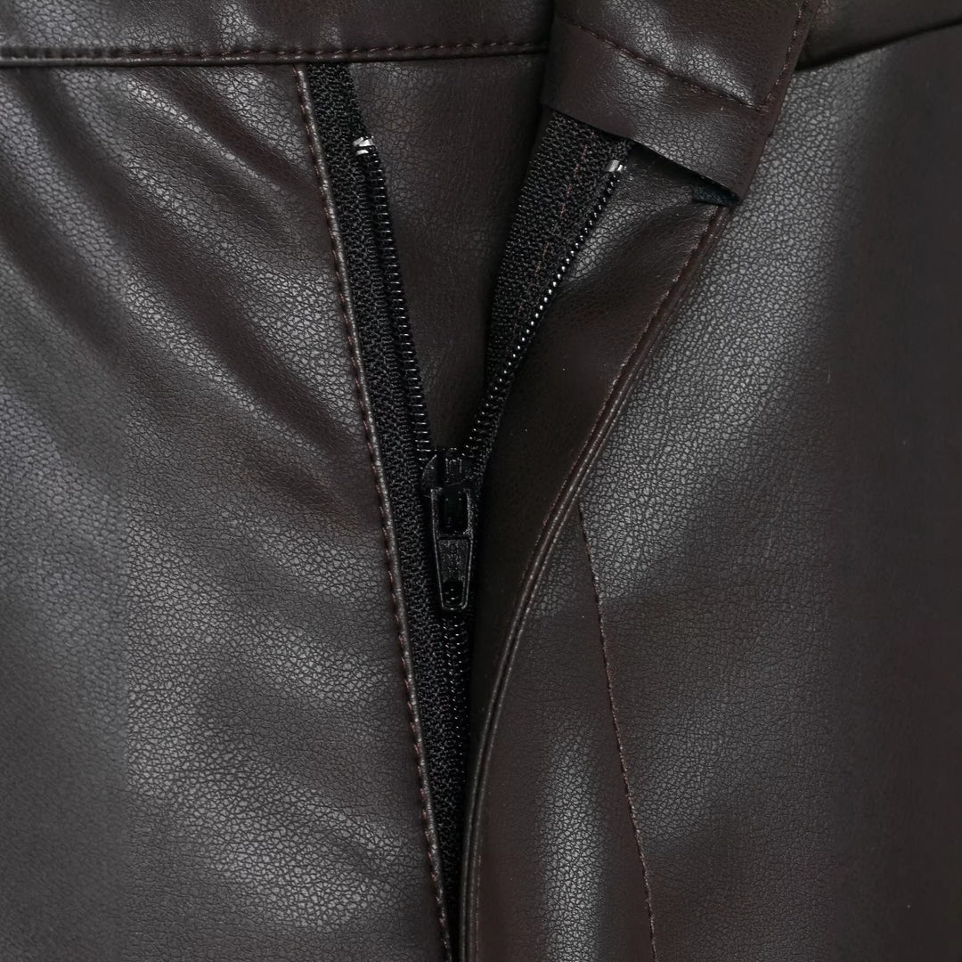 Damen Hochtaillierte Kunstlederhose mit weiter tapered Passform Drune