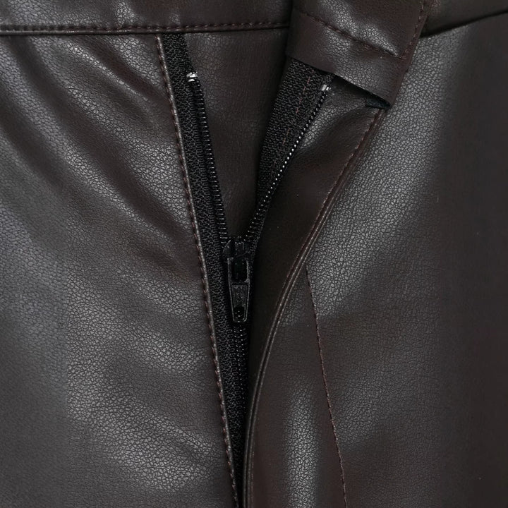 Damen Hochtaillierte Kunstlederhose mit weiter tapered Passform Drune